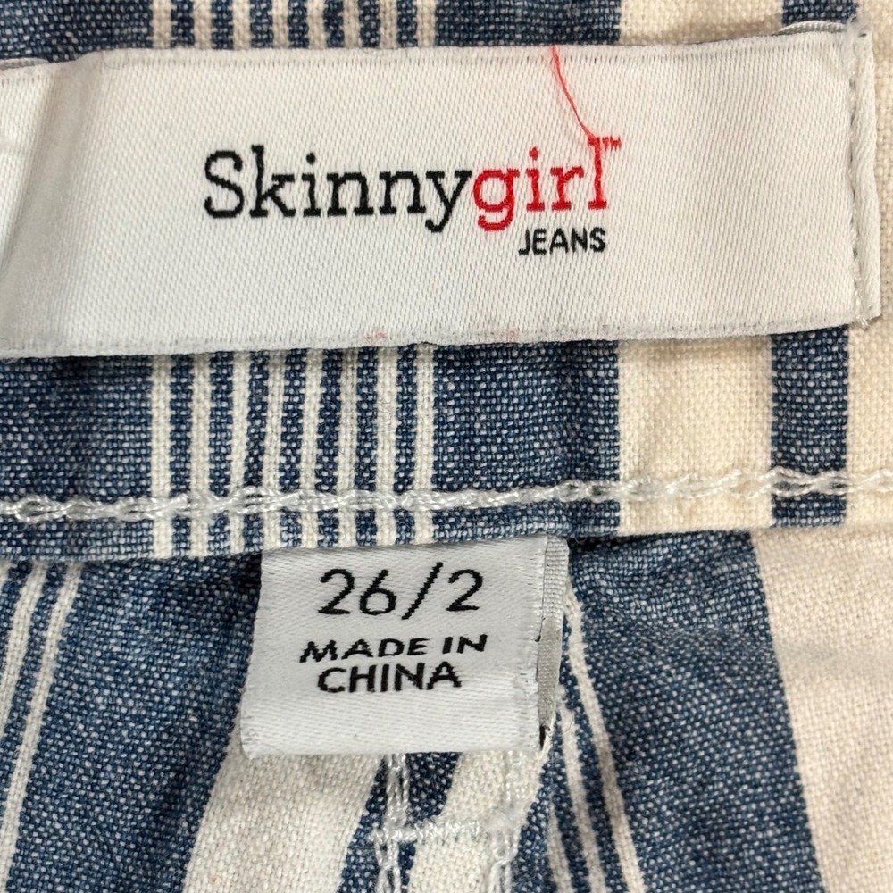 Skinnygirl Barry Wide Leg Crop Jeans Striped Blue White Size 26 2 Womens Denim - Picture 4 of 6